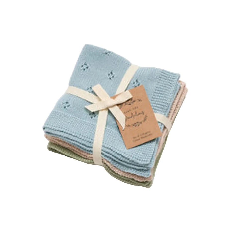 Washcloth Organic Set3 Sky Blue