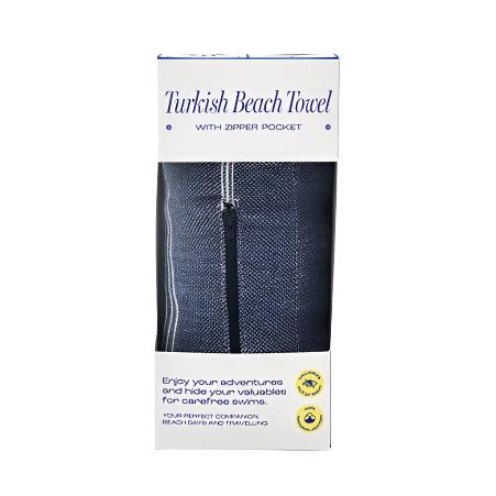 Turkish Towel w' Zipper Pocket Navy