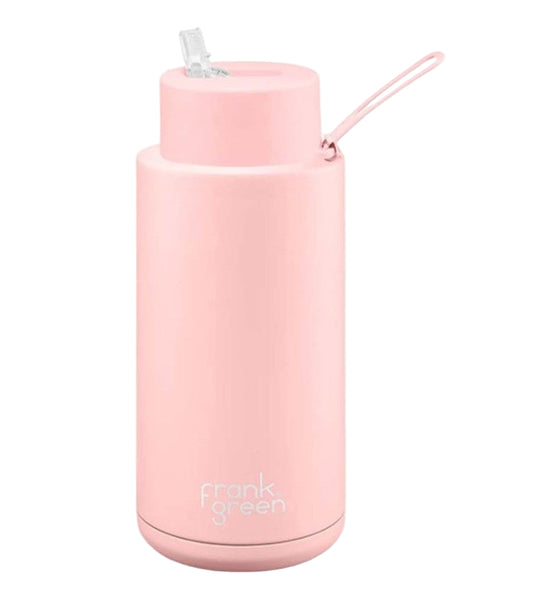Ceramic Bottle w Flip Straw Lid 1L Blushed