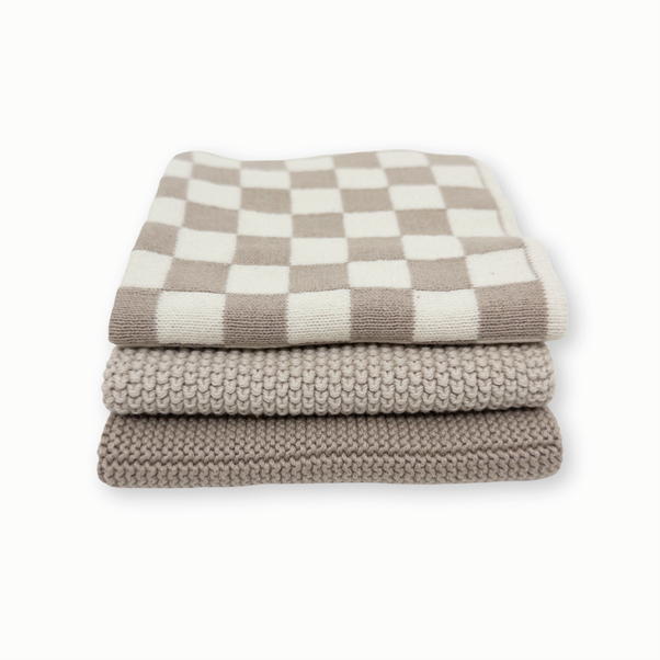 Dishcloth 3 Pack Hummus Chequer