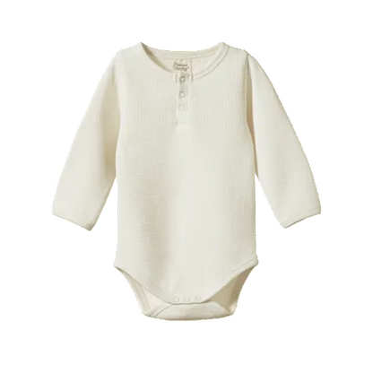 Henley Bodysuit Waffle Natural