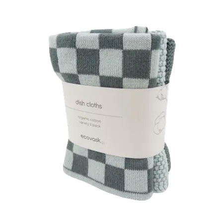 Dishcloth 3 Pack Sea Foam Chequer