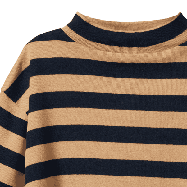 T Neck Navy/Caramel Stripe