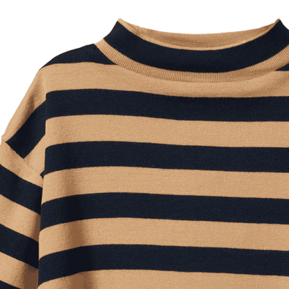 T Neck Navy/Caramel Stripe