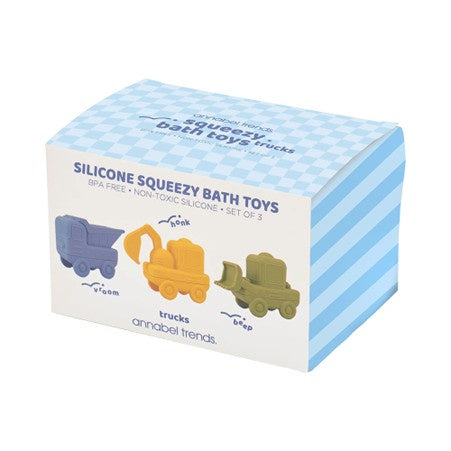 Silicone Squeezy Bath Toys Trucks 3 Piece