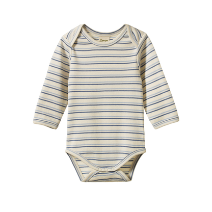 Cotton Long Sleeve Bodysuit Horizon Stripe