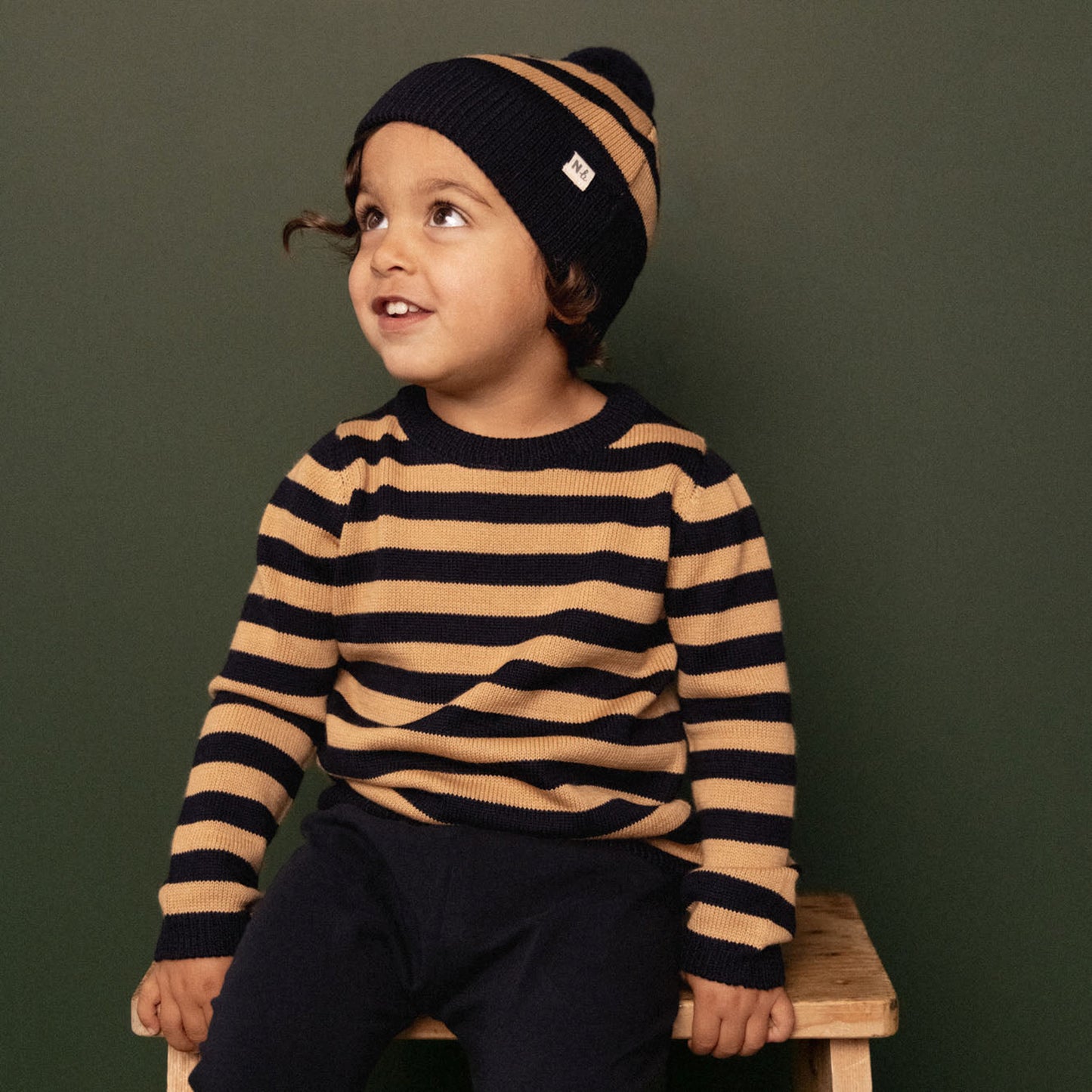 T Neck Navy/Caramel Stripe