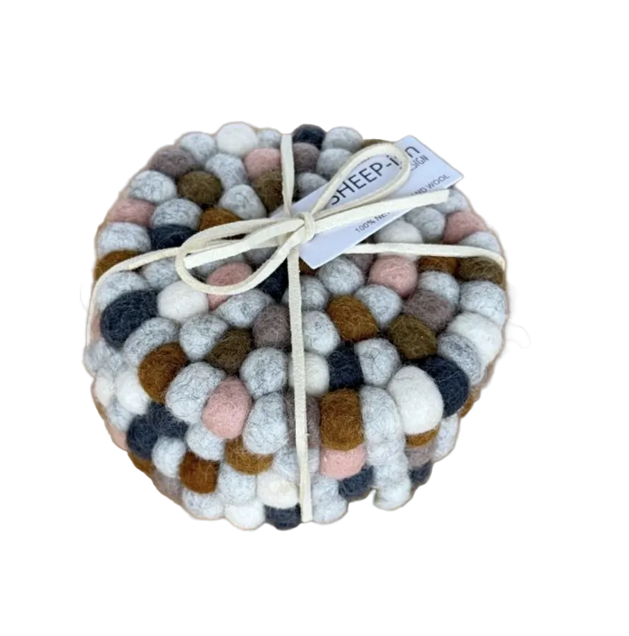 Felt Ball Coasters Earthy Multi