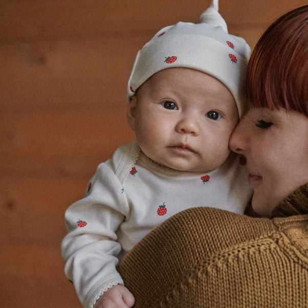 Cotton Knotted Beanie Raspberry