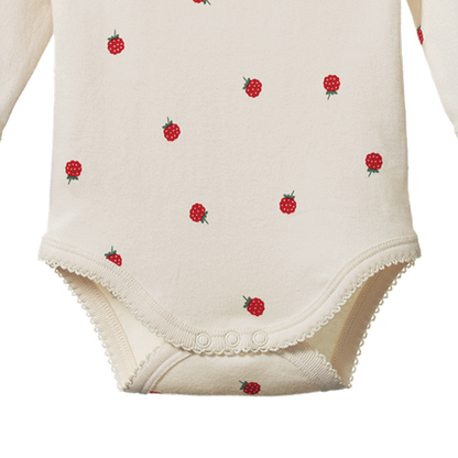 Cotton Long Sleeve Bodysuit Raspberry