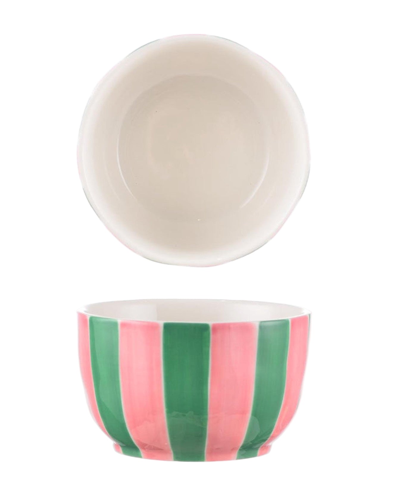 Small Bowl Pink & Green Stripe