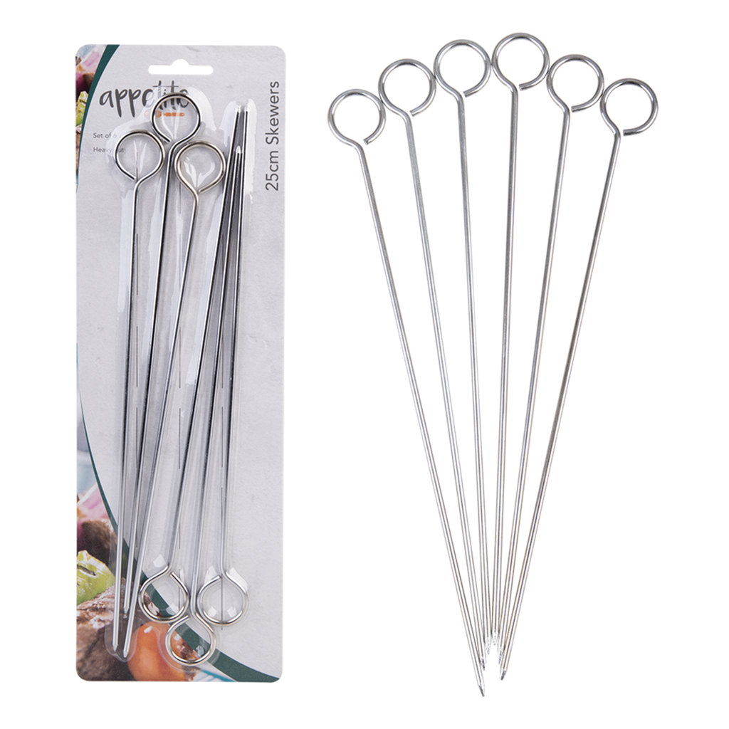 S/6 Chrome Skewers 25cm