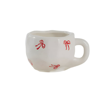 Bow Mug White Red