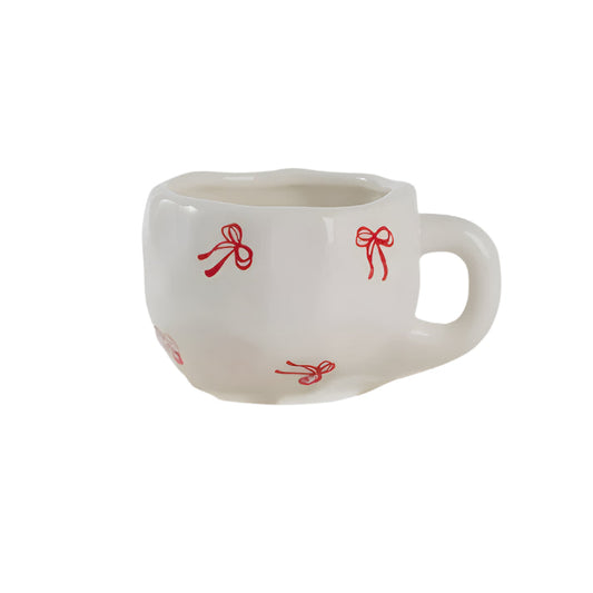 Bow Mug White Red