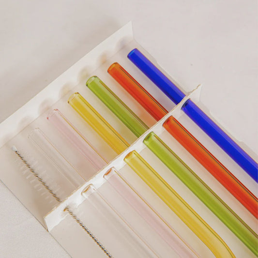Reusable Glass Straws Set6 Short Multi