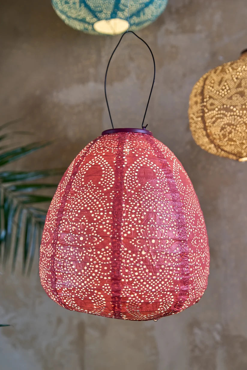 Solar Lantern Pastel Red Dome
