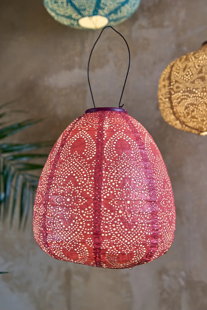 Solar Lantern Pastel Red Dome