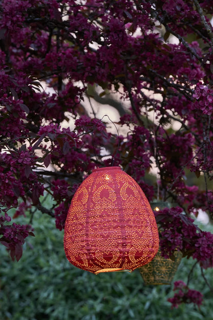 Solar Lantern Pastel Red Dome