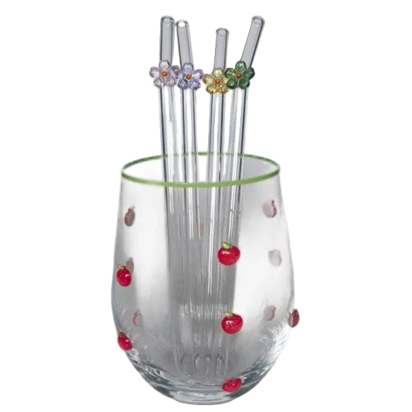 Kaya Flower Glass Straws Multicolour