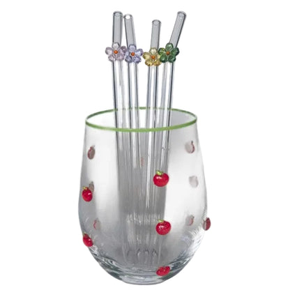 Kaya Flower Glass Straws Multicolour