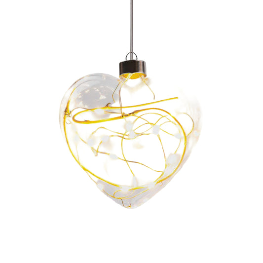 Hanging Glass Light Small Clear Heart