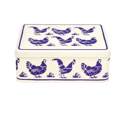 EB Deep Rect Blue Little Hen Tin