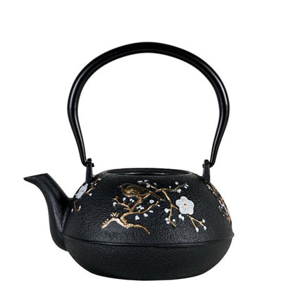 Teapot Cast Iron Cherry Blossom Black