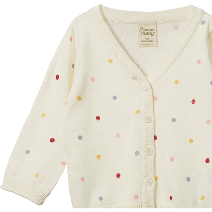 Light Cotton Knit Cardigan Polka Dot Dusky