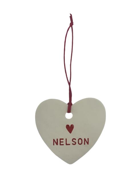 Single Large Heart - Red & White Nelson