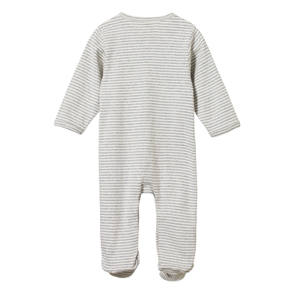 Cotton Stretch & Grow Grey Marl Stripe