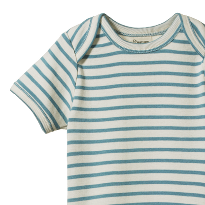 Cotton Short Sleeve Bodysuit Mineral Sailor Stripe