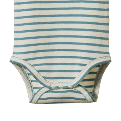 Cotton Short Sleeve Bodysuit Mineral Sailor Stripe