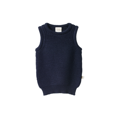 Merino Chunky Knit Vest Navy