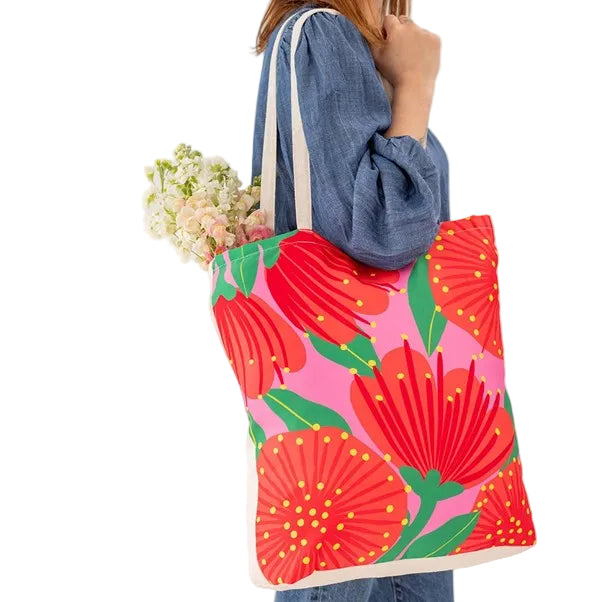 Shopping Bag Bright Pink Pohutukawa