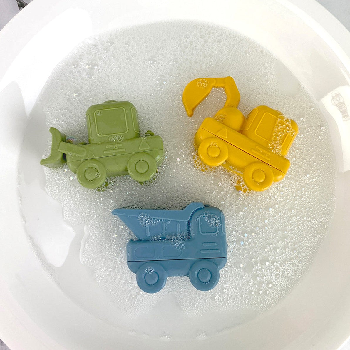 Silicone Squeezy Bath Toys Trucks 3 Piece