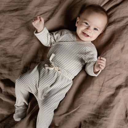 Footed Rompers Mushroom Pinstripe