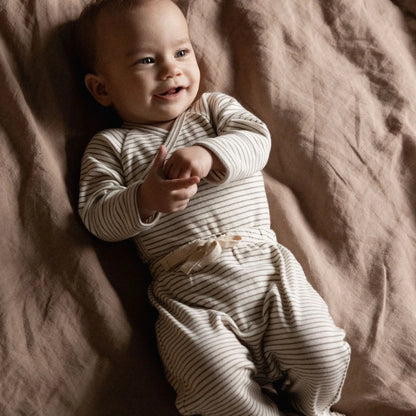 Footed Rompers Mushroom Pinstripe