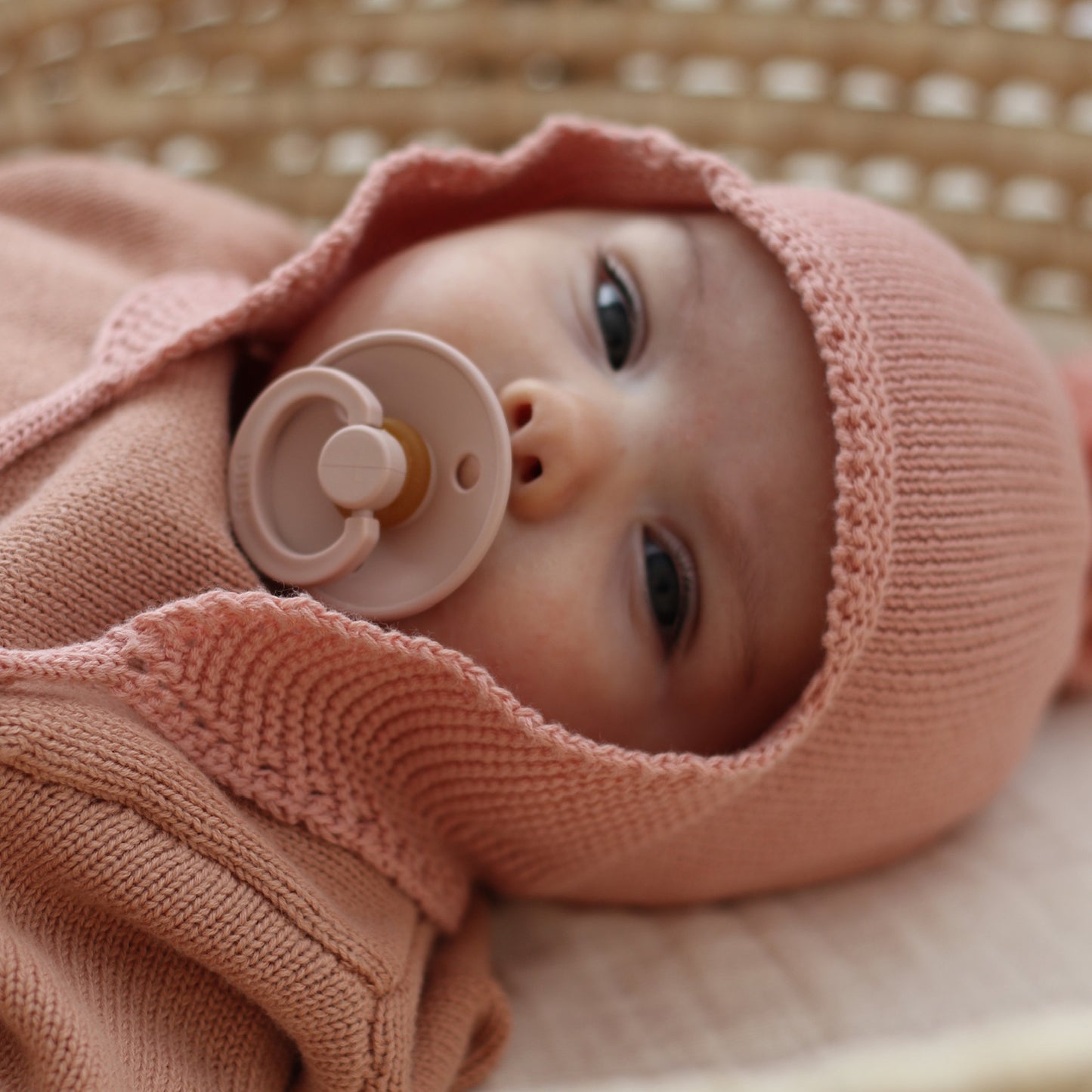 Knit Hat - Tan Rose