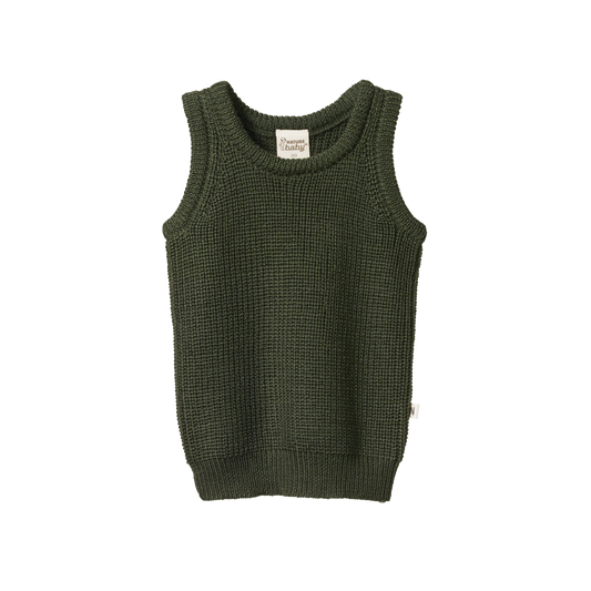 Merino Chunky Knit Vest Thyme