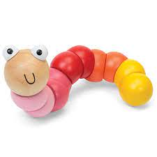 Wooden Jointed Worm Pink/Red