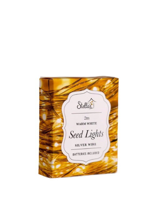 2m Silver Seed Lights - Batts Incl