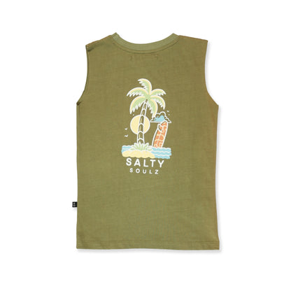 Salty Souls Muscle Tee - Sage
