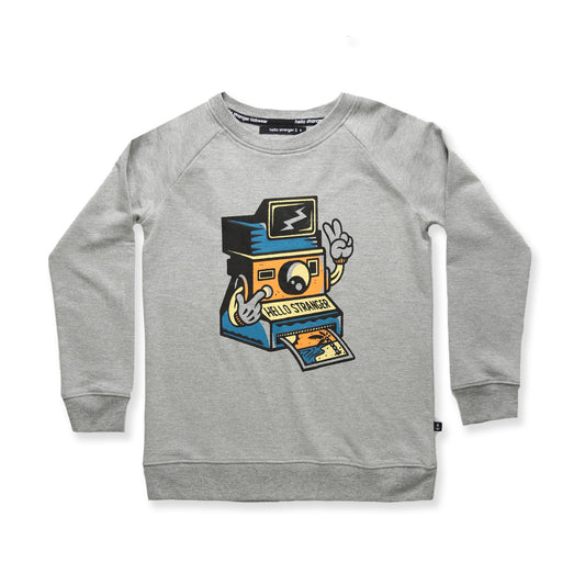 Snap raglan crew - grey marle