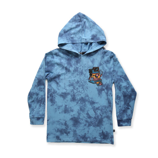 Snap LS hooded tee - Pacific Blue Dye