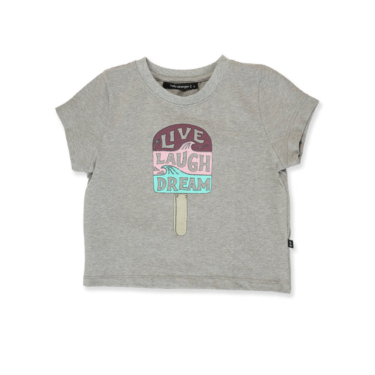 Live Laugh Dream Crop Tee - Grey