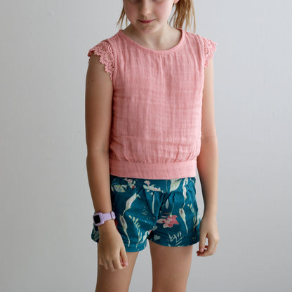 Fleur Singlet - Rose Tan With Lace