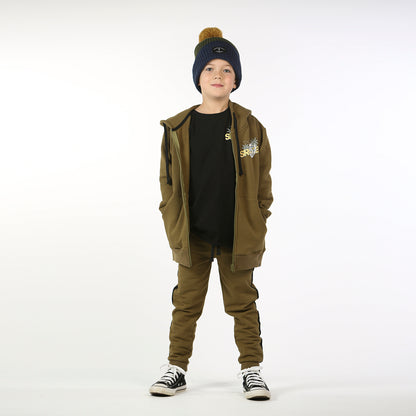 Skull Hand Zip Hood Pesto Green