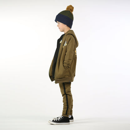 Skull Hand Zip Hood Pesto Green