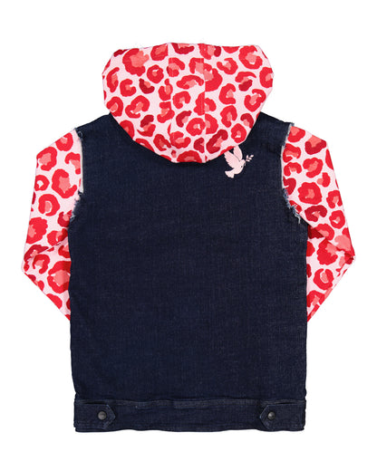 Kissed by Radicool pink leopard denim jacket