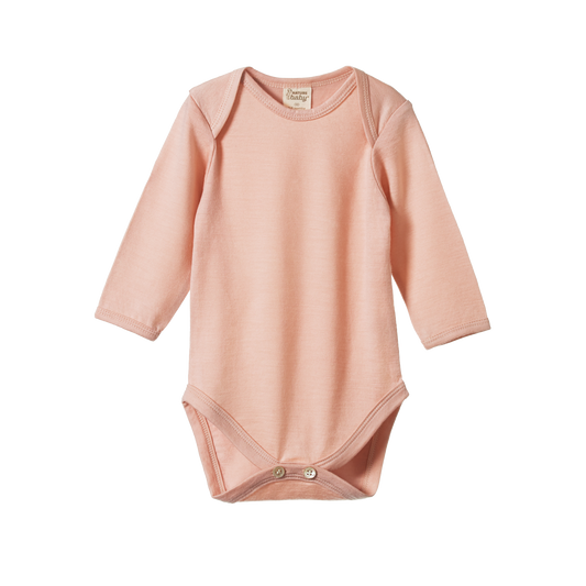 Merino Long Sleeve Bodysuit Rose Dust
